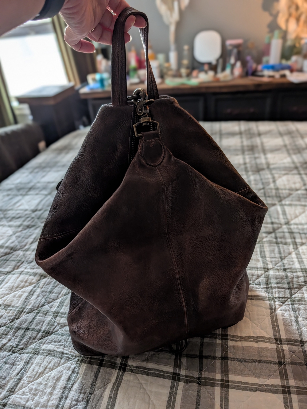 Bed|Stü Delta Convertible Backpack Purse Rustic Brown Leather Handcrafted
